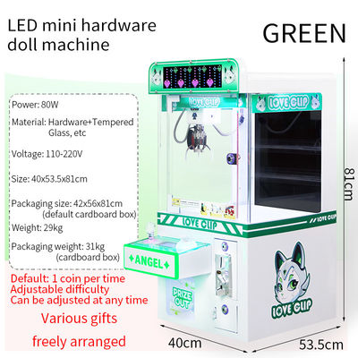 Green Coin-Operated LED Desktop Hardware Claw Arcade Machine