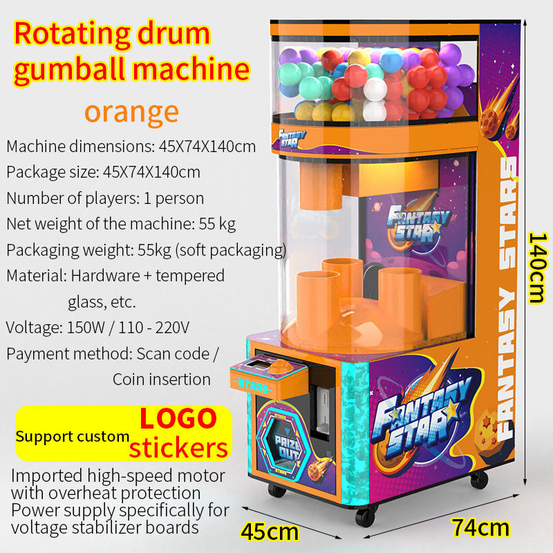 Orange Lucky Dino Coin-operated Automatic Toy Dispensing Arcade Game Machine (100mm)