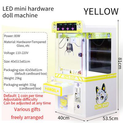 노란 동전 작동 LED 데스크톱 하드웨어 손톱 아케이드 기계